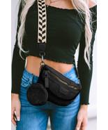 Black Colorblock Strap Chain Shoulder Bag With Coin Purse - $23.30 CAD