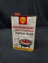 RARE Shell Oil Co. Barbecue &amp; Fireplace Lighter Fluid Quart Can GREAT GR... - £14.90 GBP
