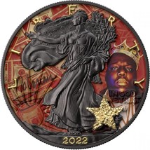 1 Oz Silver Coin 2022 $1 Liberty Music Superstar Biggie Smalls Rapper Drusy - £123.18 GBP