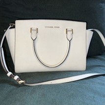 Michael Kors Selma Leather Satchel Bag - White - £98.79 GBP