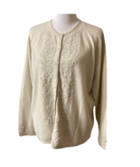 Dressbarn Women&#39;s Pearled Cardigan Beige Sweater Sz 14/16 Granny Comfort - $30.01 CAD