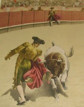 Vtg Toro Bull Fighter Matador Lithograph Print Art Home Decor Ranch Hacienda Ole - £58.97 GBP