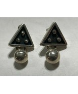  Native American Triangle &amp; Circle Dangle Earrings Sterling Silver .925  - £62.27 GBP