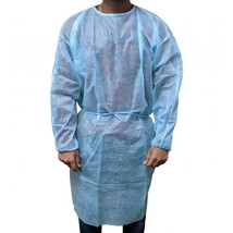 Disposable CPE 35 GSM GOWN Isolation Gowns Blue With finger hole Medical 80 QTY - £52.14 GBP