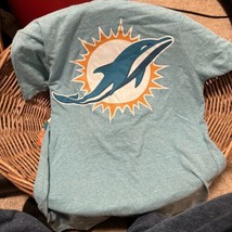 NFL Team Apparel Men Teal TShirt Short Sleeve Miami Dolphin Logo Adult Medium - £10.38 GBP