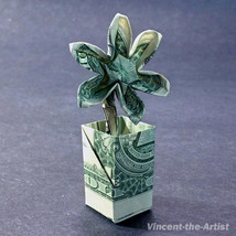 Flower in a Pot Money Origami Dollar Bill Cash Sculptors Bank Note Handm... - £19.63 GBP