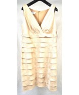 London Times Golden Champagne Tiered Sleeveless Shimmer Pencil Dress 10 NWT - $61.12 CAD