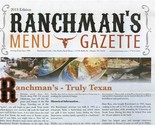 Ranchman&#39;s Menu Gazette Ponder Texas 2013 - $27.72