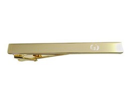 Kiola Designs Gold Toned Etched Greek Lowercase Letter Omega Square Tie Clip - $39.99