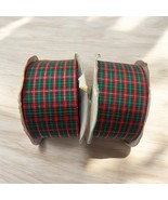 Lot of 2 Vtg Lion Rolls of Ribbon Plaid 2” Wide Red Green Christmas Gold... - $22.77