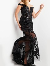 Jovani tulle off shoulder sheer gown Black - €335,12 EUR