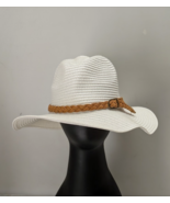 White Buckle-Accent Band Panama Hat Soft Straw Summer Women Wide Brim Su... - $427.99 MXN