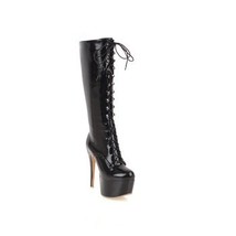 Ier 2021 new arrival knee high boots women round toe autumn lace up platform boots sexy thumb200