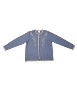Koret Blue Paisley Wool Blend Embroidered  Womens Cardigan Sweater Size M - $35.52 CAD