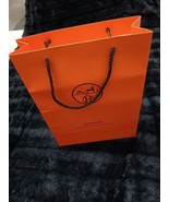 HERMES ORANGE SHOPPING/GIFT BAG HEAVY PAPER BLACK ROPE HANDLES 11X8X3 LI... - $241.91 MXN