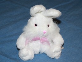 White Plush Easter Bunny Rabbit 8&quot; Pink Eye Small Bow Homerbest Stuffed Soft Toy - £10.61 GBP