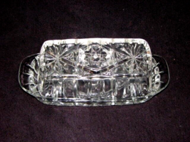 Vintage Anchor Hocking Clear Butter Dish Star of David Pressed Glass with Lid  - £11.68 GBP