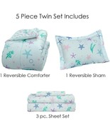 Mermaid Bed in Bag Comforter Pillow Sham &amp; Cover Fitted &amp; Flat Sheet TWI... - £43.59 GBP
