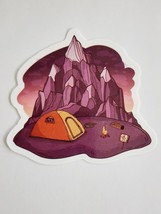 Tent and Camping Scene in front of Mountain Cute Dark Color Sticker Deca... - $2.22