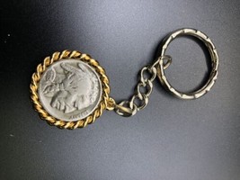 Indian Head Nickel 1935 Coin In Vintage Keychain Antique Coin Gold-tone - £19.45 GBP