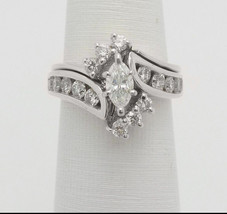 2 3/4ct Simulé Marquise Diamant Mariage Bague Parure 14k Blanc Plaqué Or - £33.67 GBP+