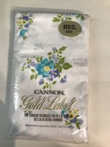 Vtg Cannon Gold Label No Iron Muslin Standard 2 Pillowcases Dainty Floral New - £8.17 GBP