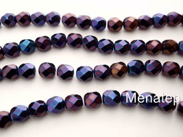 25 6 mm Czech Glass Fire Polished Beads: Iris - Blue - £1.97 GBP