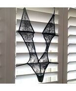 Victoria&#39;s Secret Black Lace Bodysuit Thong Rhinestone Sz Small sheer Vi... - $530.18 MXN