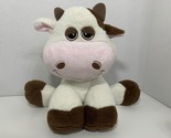 brown white cow spotted plush sitting baby toy stuffed animal smiling se... - $26.72
