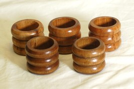 Wood Wooden Napkin Ring Holders Tableware Set of 5 - $9.89