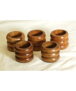 Wood Wooden Napkin Ring Holders Tableware Set of 5 - £7.77 GBP