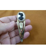 CAB-10-15 RARE African American LADY off-white + black CAMEO brass bookmark - $19.62