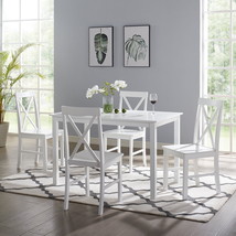 5-Piece Dining Room Set Table Chairs Solid Wood Farmhouse White Kitchen Dinette - £448.63 GBP