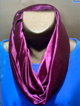 Handmade Luxe Unisex Stretch Velvet Purple Infinity Scarf, One Size, Easy Care - $20.00