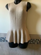 EUC REBECCA TAYLOR Beige Wool Sleeveless Sweater SZ XS - $78.21