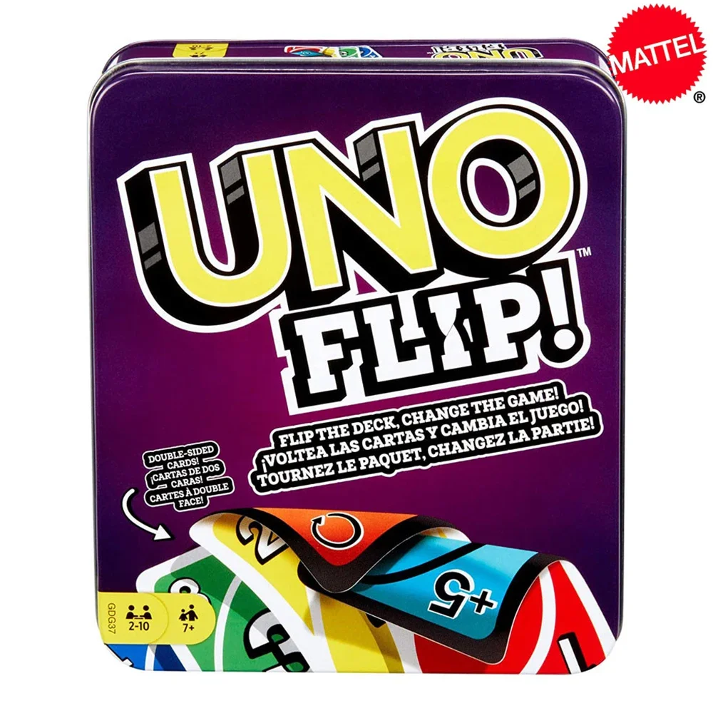Primary image for Mattel UNO FLIP! Tin Box Card Games Family Funny Entertainment Board Game Poker