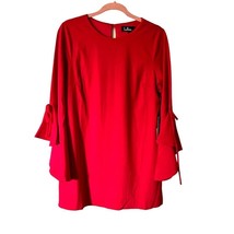Lulus red bell sleeve shift dress midi length cocktail wedding size Medium - £35.84 GBP