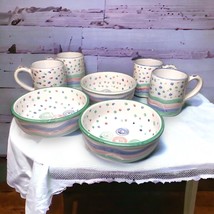 Mesa International Pottery “Chenille” Set 3/Bowls &amp; 4/Mugs Marked Stoneware - $24.99