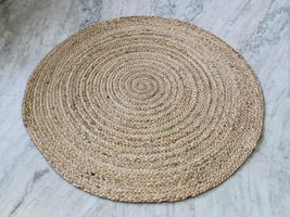 Jute Braided Rug, 2&#39;, 3&#39;, 4&#39; Round Natural, Hand Woven Reversible Rugs for Kitch - £23.48 GBP+