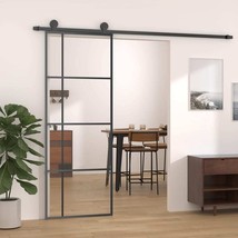Sliding Door ESG Glass and Aluminum 29.9&quot;x80.7&quot; Black - $478.98 CAD