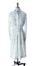 VTG 1970s Jamison Boutique Floral Cotton Knit Shirt Dress Self Belt Sz M... - $78.21