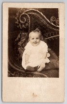 RPPC Darling Baby On Wicker Chair Portrait c1910 Real Photo Postcard T26 - £4.75 GBP