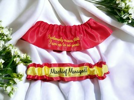 I solemnly swear that I am up to no good &amp; Mischief Managed! Wedding Garter Set - £23.18 GBP
