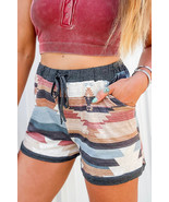 White Aztec Print Drawstring Waist Casual Shorts - $11.12
