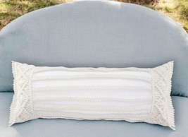 14&quot; X 36&quot; White Textured Indoor Outdoor Throw Pillow With Fringe - $2,085.77 MXN