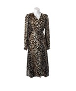 GANNI Women’s Leopard Print Silk Stretch Satin Wrap Maxi Dress Size Small? - $1,845.29 MXN