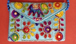 Ethnic Indian Sling Bag, Embroidered Ladies Party Bag, Shoulder bag, Han... - £31.97 GBP