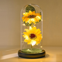 Sunflower Gifts for Women, Artificial Sunflowers in Glass Dome with LED Strip, 1 - £29.79 GBP