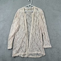 Scala Womens Beige Long Sleeve Open Front Beaded Lace Jacket Size XL - £23.72 GBP