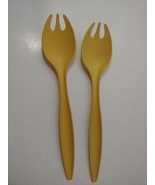 Tupperware Vintage Salad Server Forks Tongs Set of 2 Harvest Gold - $7.27